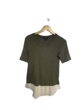 Alyx Olive Green Ribbed Short Sleeve Faux Layer Top